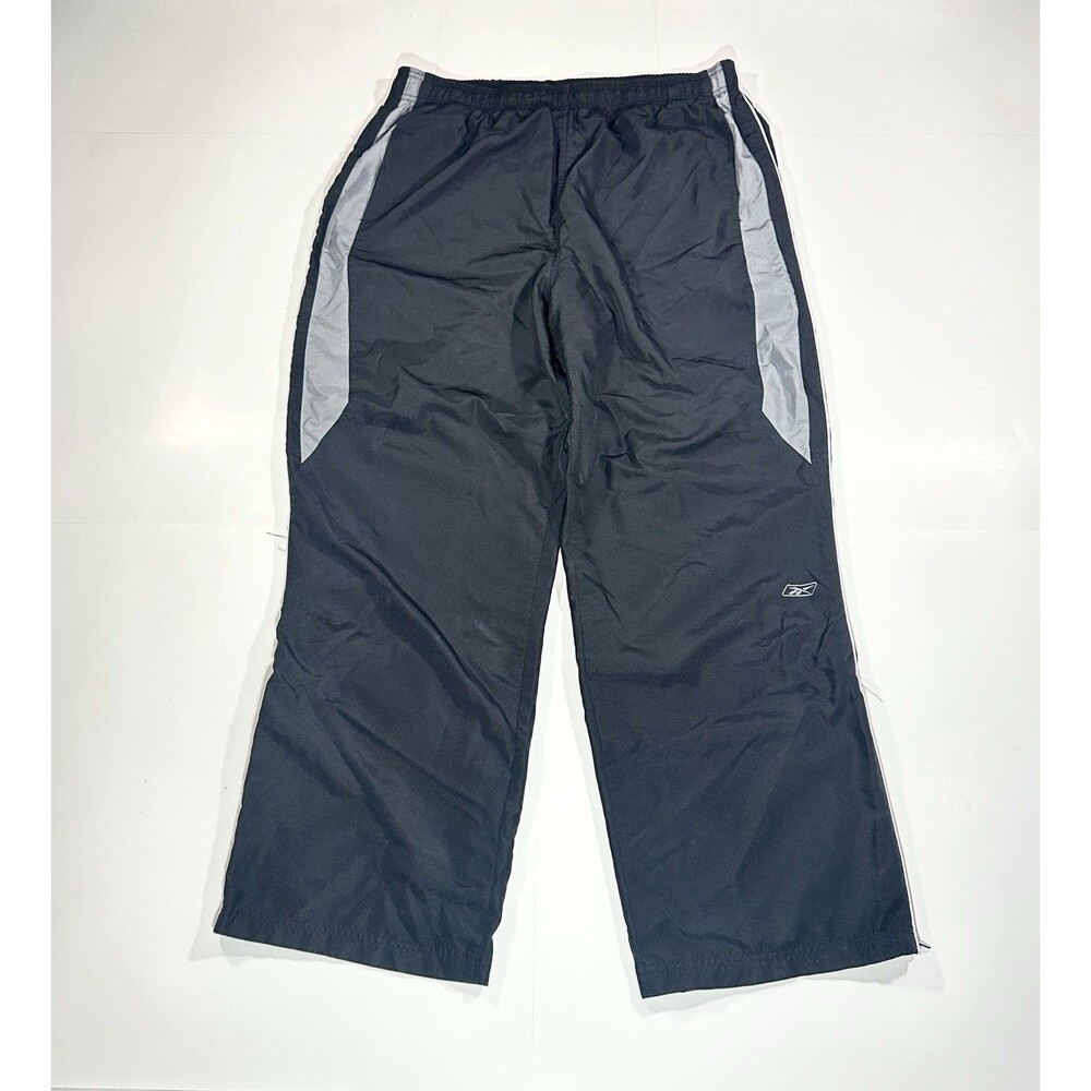 Vintage Reebok Track Pants Men’s XL Black Gray Straight Leg Active Relaxed Y2K